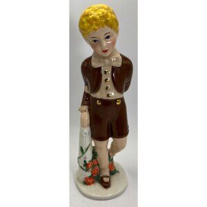 Rare Vtg Holland Mold Figurine Victorian Boy Hand Painted